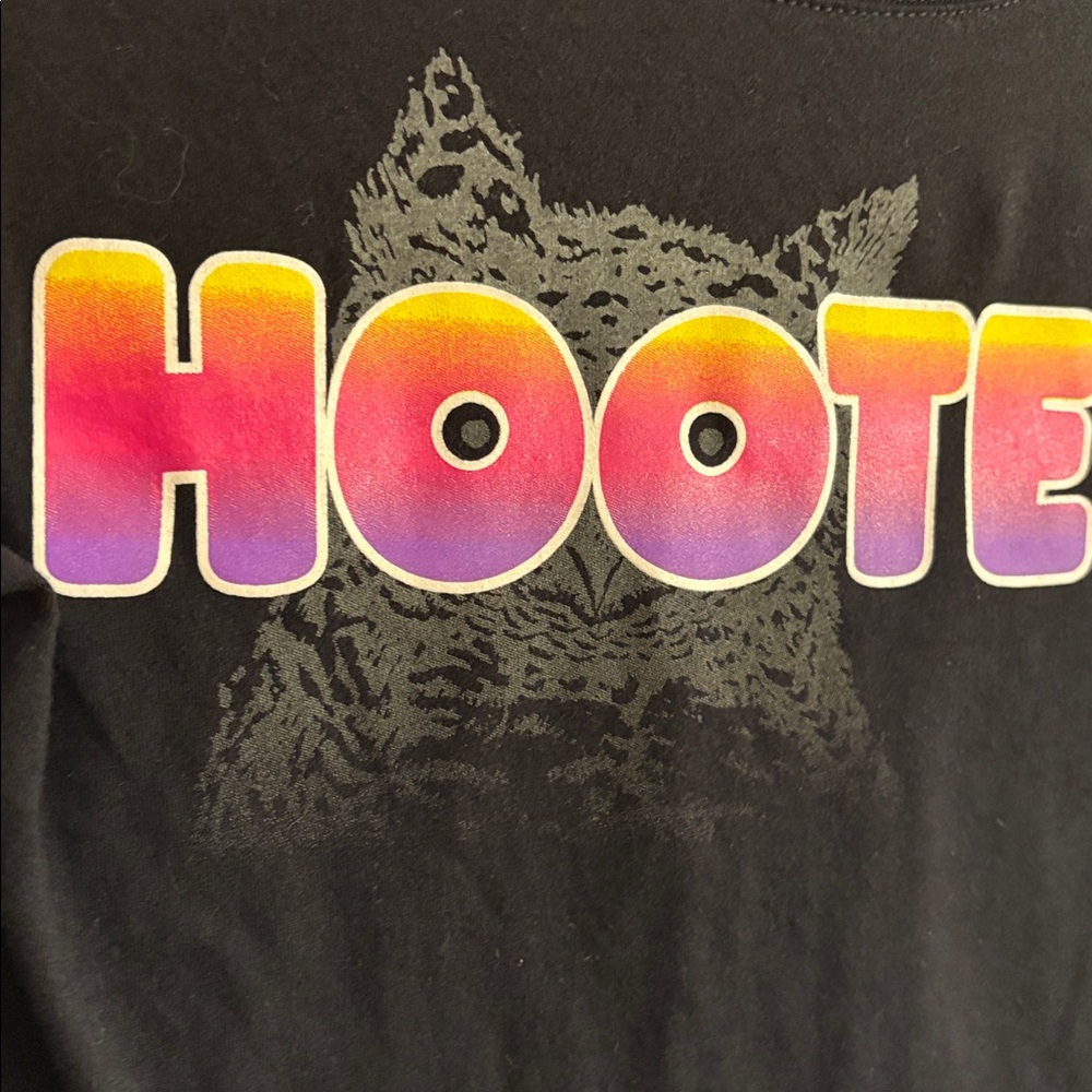 HOOTERS Multicolor Logo Graphic Bella Canvas Black Airlume Jersey Crop Tee XS/Sm - Picture 3 of 7